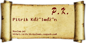 Pitrik Kálmán névjegykártya